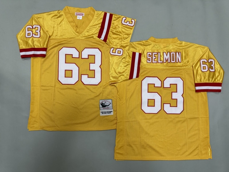 Men 2025 Tampa Bay Buccaneers 63 Selmon yellow Throwback Limited NFL Jersey style 001
